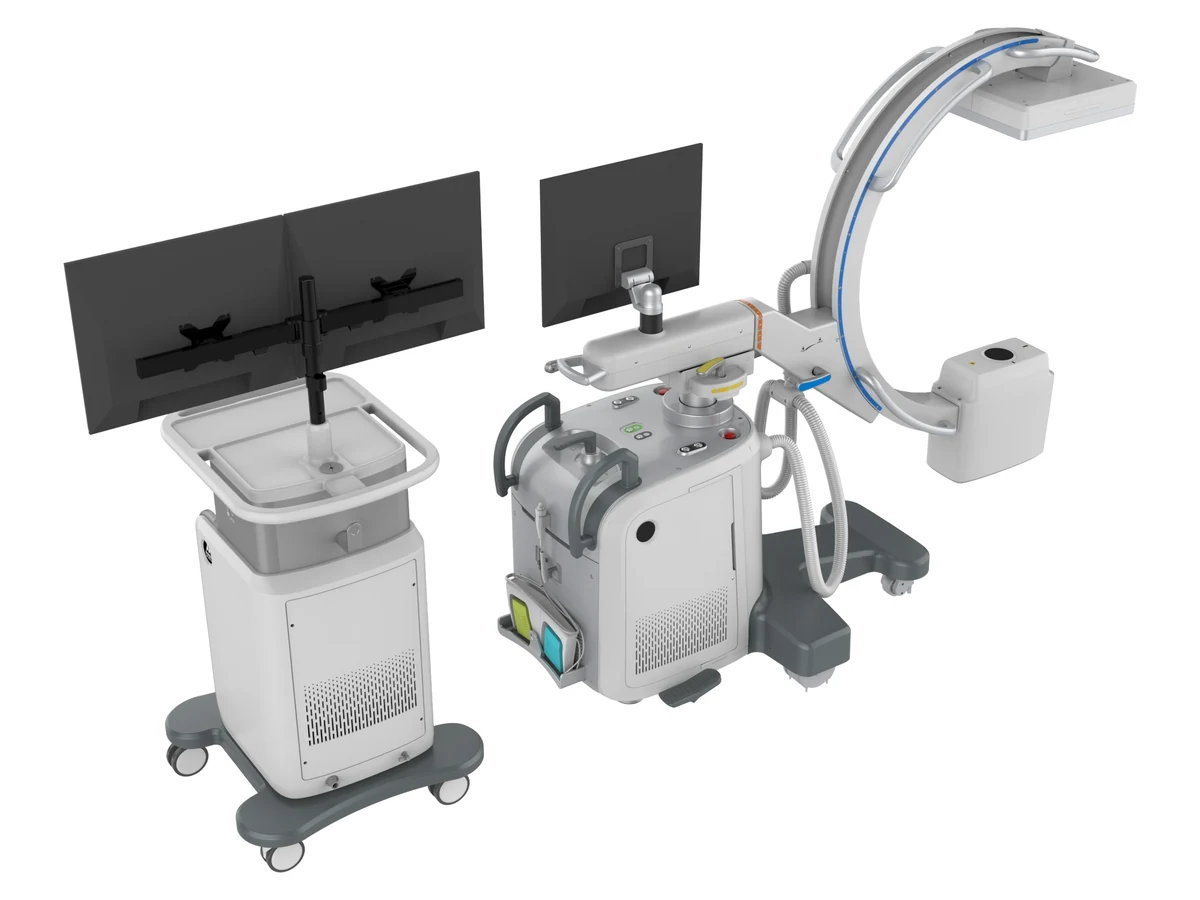 YJ-CA300 mobile C-arm system with monitors and generator trolley