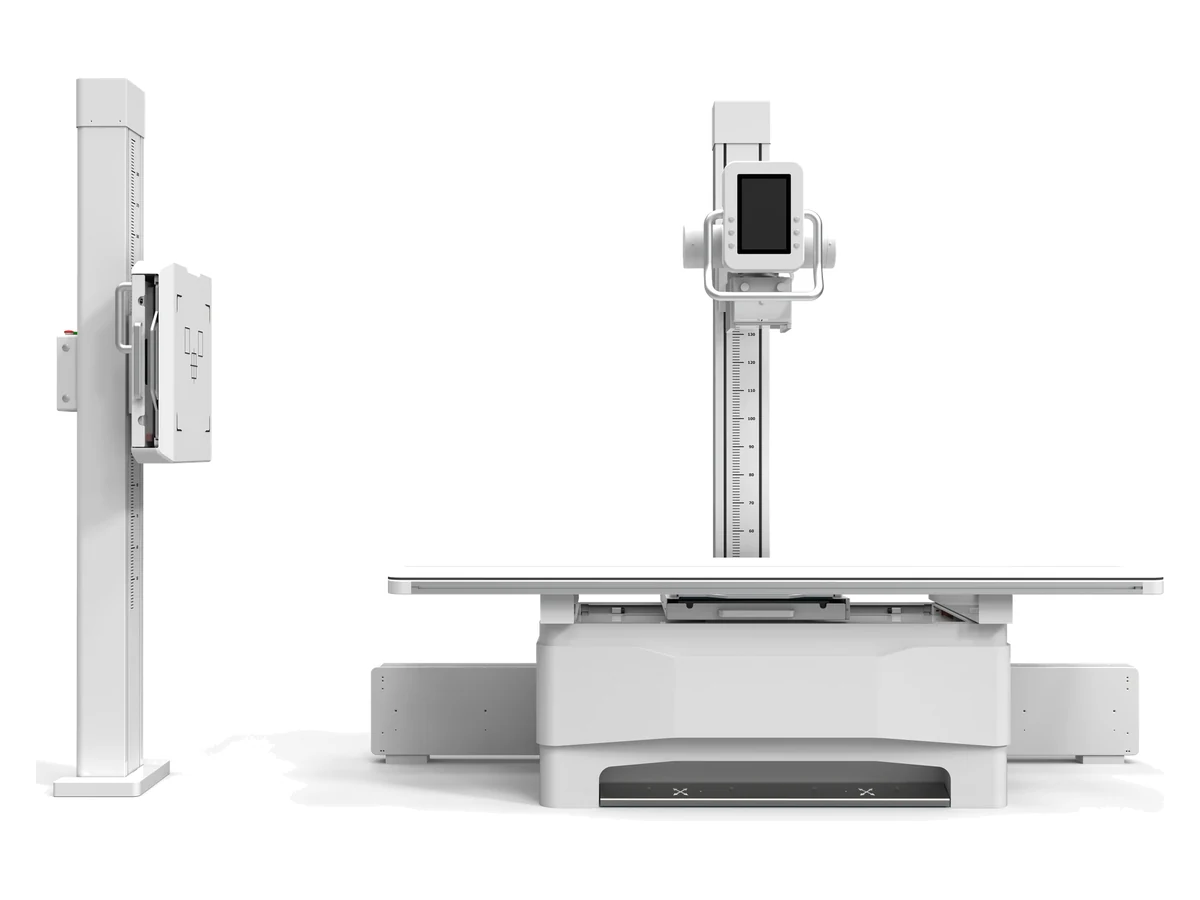 Fixed DR system with upright stand, floating table and tube column